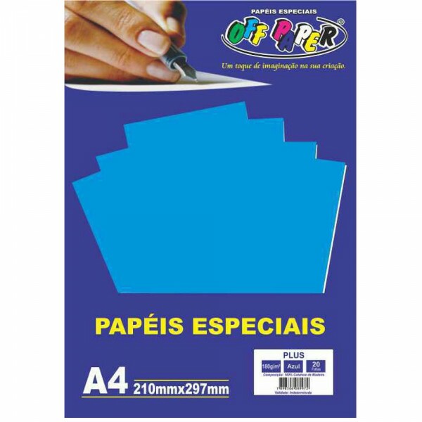 PAPEL PLUS AZUL A4 180G 20FLS