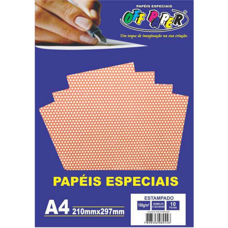 PAPEL ESTAMPADO VERMELHO C/ BOLINHAS 180G 10FLS