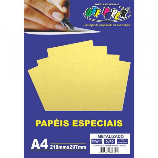 PAPEL METALIZADO OURO A4 150G 15FLS