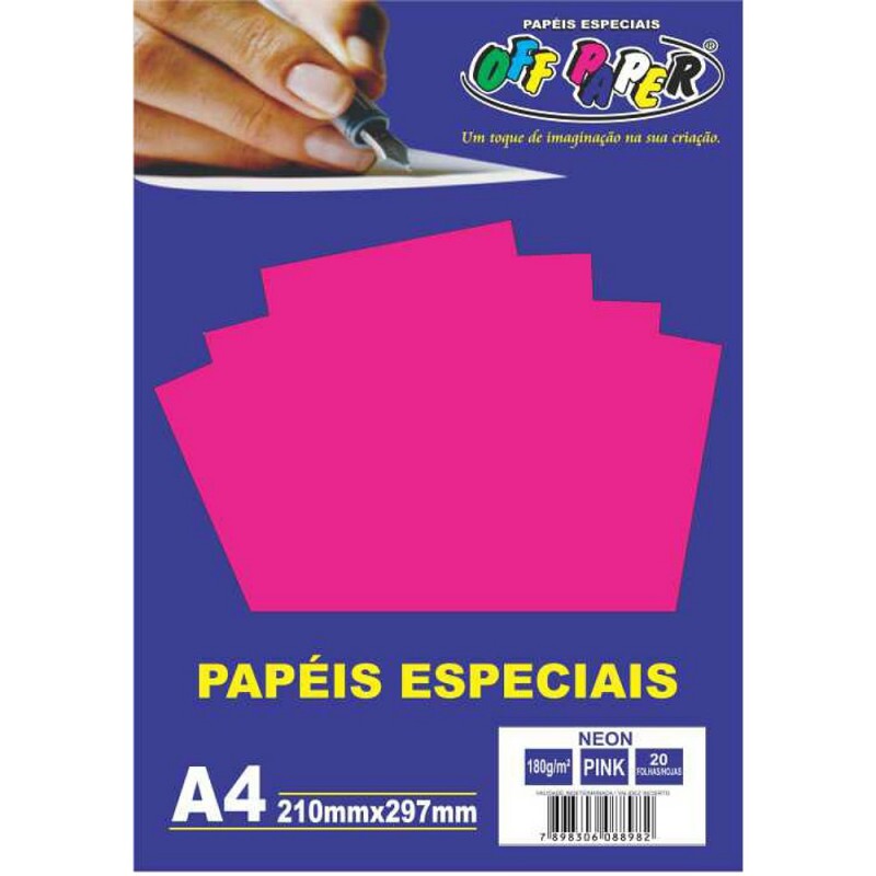 PAPEL NEON PINK A4 180G 20FLS