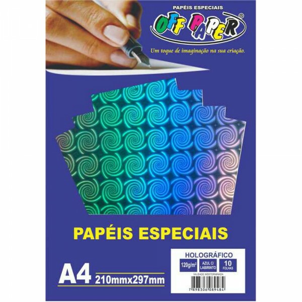 PAPEL HOLOGRAFICO AZUL C/ LABIRINTO 120G 10FLS