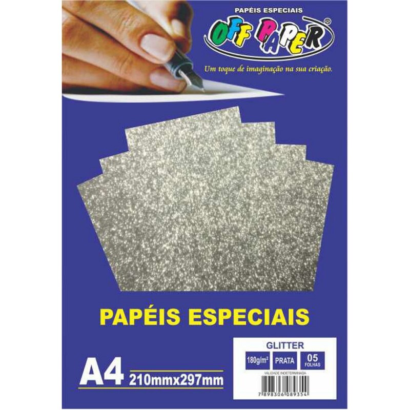 PAPEL GLITTER PRATA A4 180G 05FLS