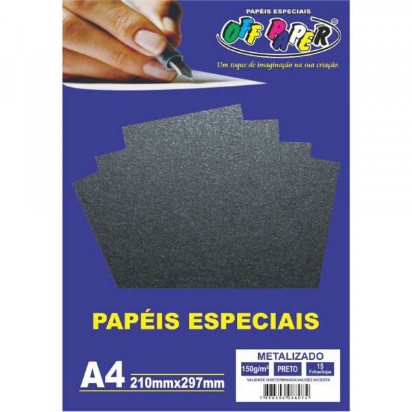 PAPEL METALIZADO PRETO A4 150G 15FLS