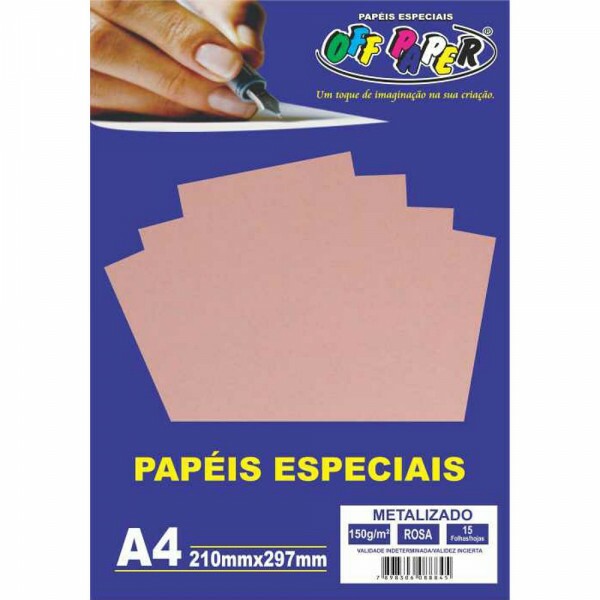 PAPEL METALIZADO ROSA A4 150G 15FLS