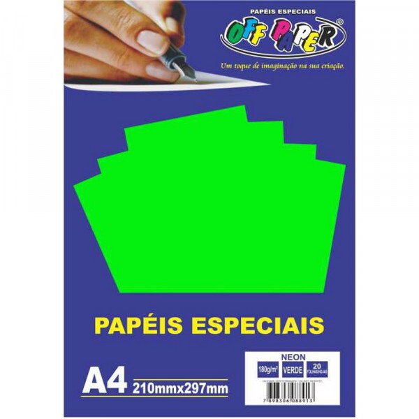 PAPEL NEON VERDE A4 180G 20FLS