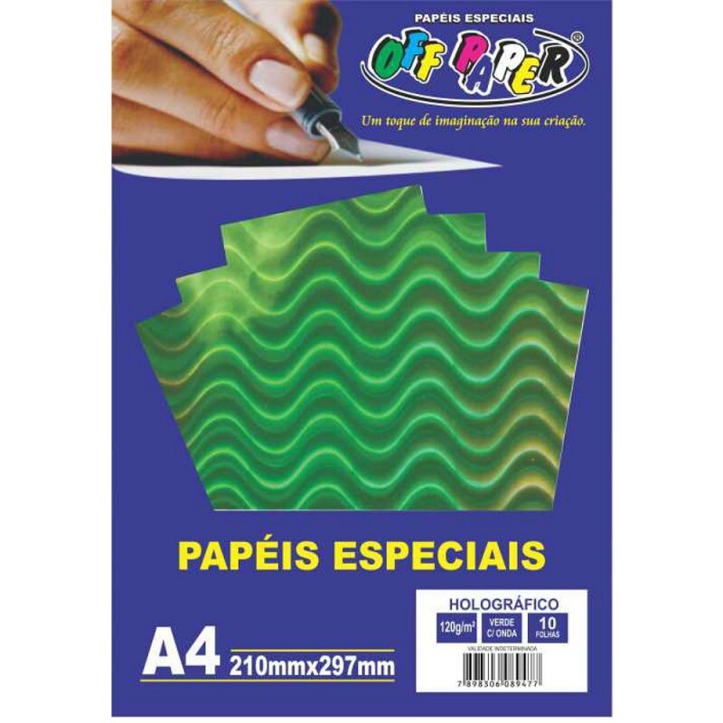 PAPEL HOLOGRAFICO VERDE C/ ONDA 120G 10FLS