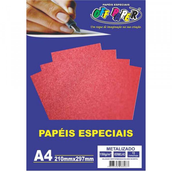 PAPEL METALIZADO VERMELHO A4 150G 15FLS