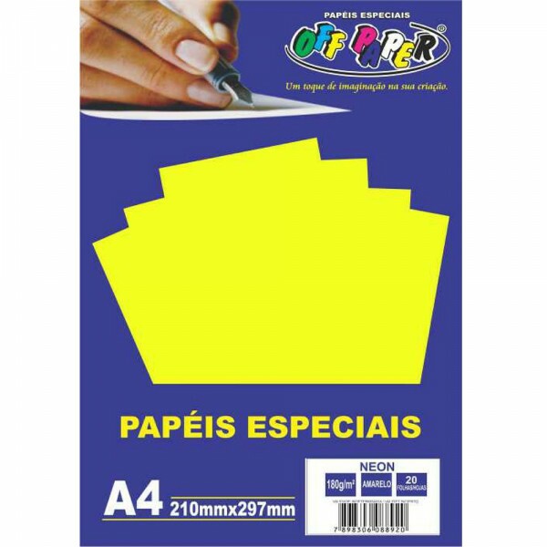 PAPEL NEON AMARELO A4 180G 20FLS