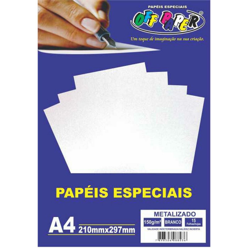 PAPEL METALIZADO BRANCO A4 150G 15FLS