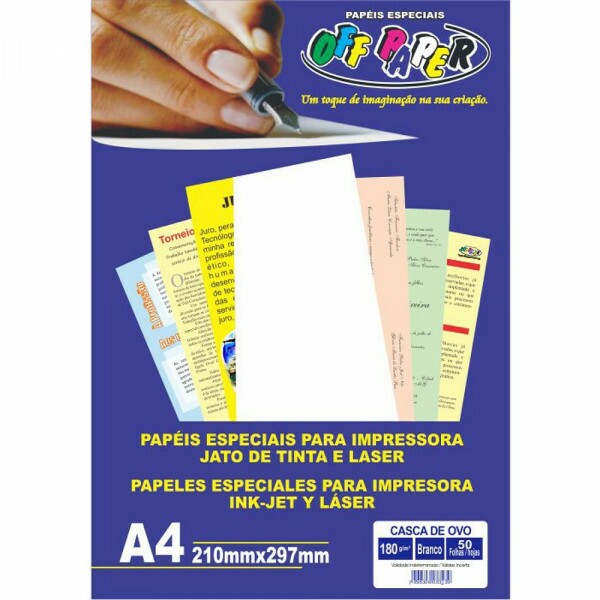 PAPEL CASCA DE OVO 180G BRANCO 50FLS