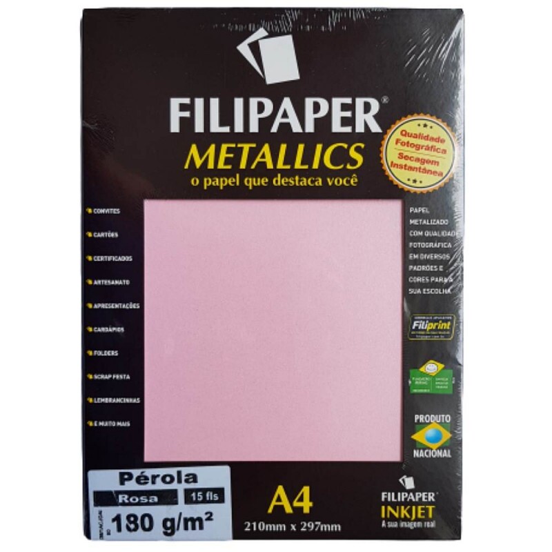 PAPEL PEROLA FILIPAPER A4 480G ROSA 15FL