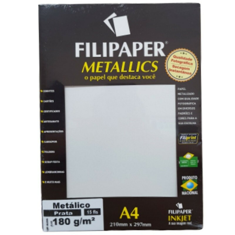 PAPEL METALICO A4 180G PRATA 15FLS