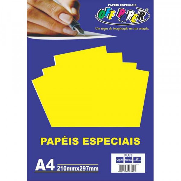 PAPEL PLUS AMARELO A4 180G 20FLS