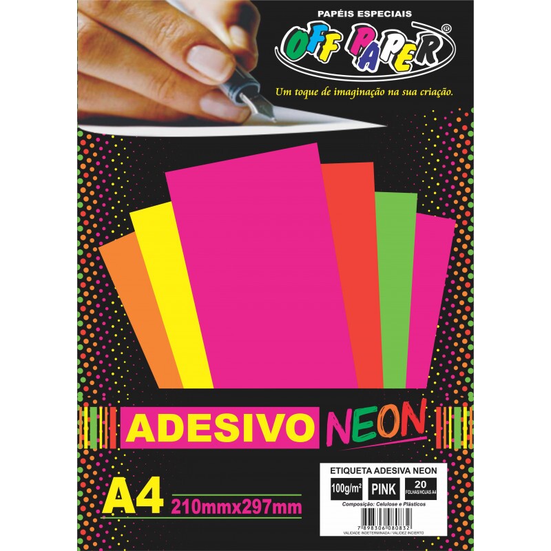 ETIQUETA ADESIVA NEON PINK A4 C/20FLS