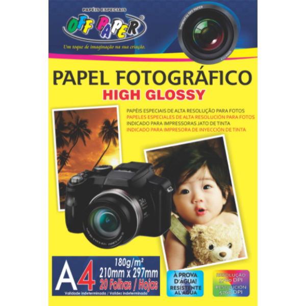 PAPEL FOTOGRAFICO HIGH GLOSSY 180G C/20FLS