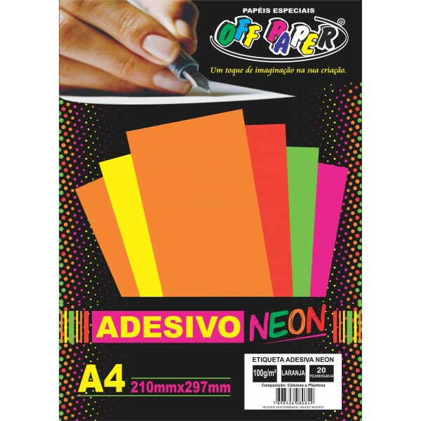 ETIQUETA ADESIVA NEON LARANJA A4 C/20FLS