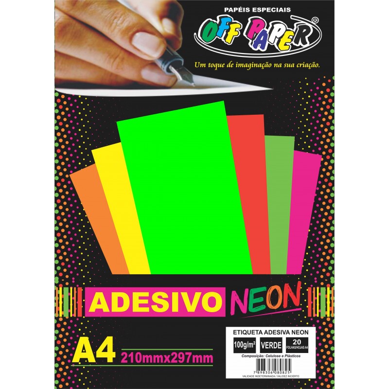 ETIQUETA ADESIVA NEON VD A4 C/20FLS