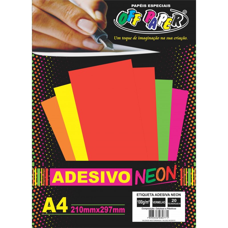 ETIQUETA ADESIVA NEON VM A4 C/20FLS