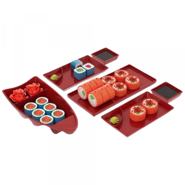 KIT SUSHI 6 PCS VERMELHO BOLD COZA