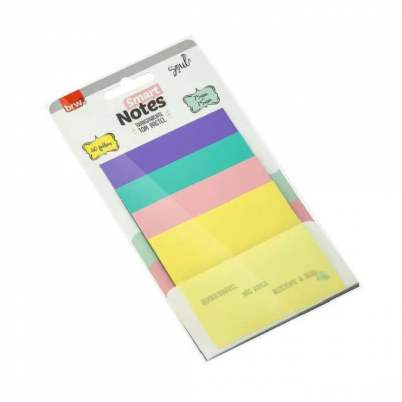 BLOCO SMART NOTES 75X75MM TRANSPARENTE PASTEL 40FLS