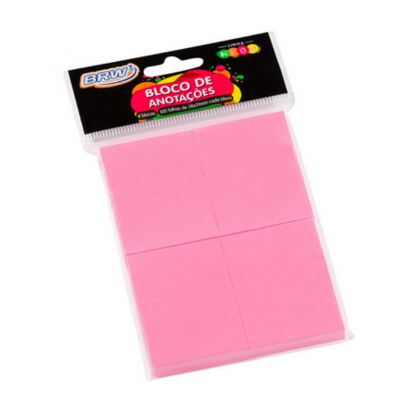 BLOCO SMART NOTES 38X51MM ROSA NEON 100FLS 4 BLOCOS