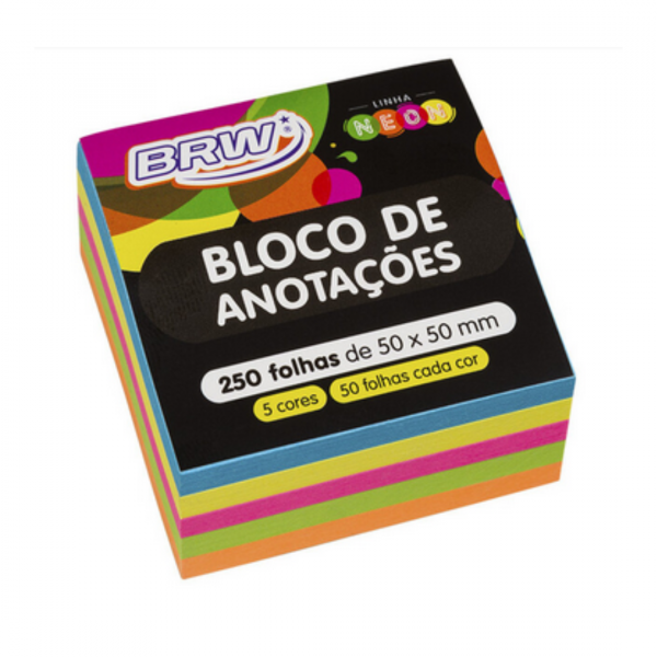 BLOCO SMART NOTES 50X50MM COLORIDO NEON 250FLS